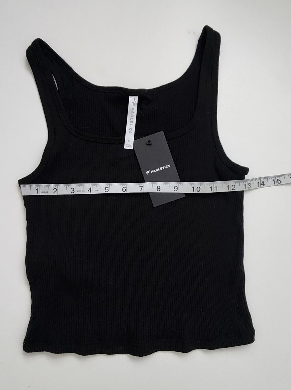 Fabletics Black Ribbed Square Neck Crop Tank Top NWT Size M